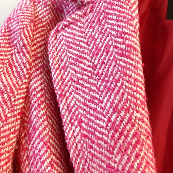 EXPRESS | Pink white tweed Barbicore wool winter coat trench women’s Small - Picture 6 of 8